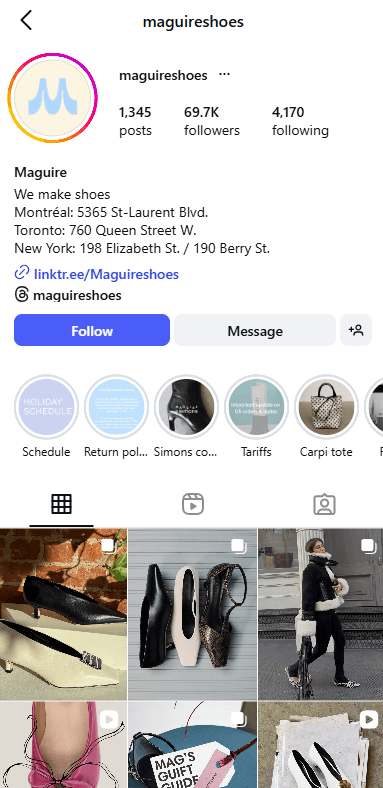 Instagram profile screenshot for Maguire from the Ascenteers site